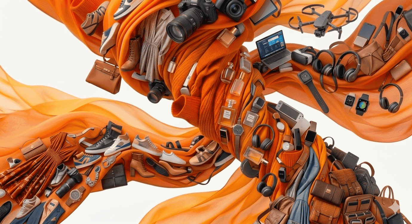 Flowing orange fabric